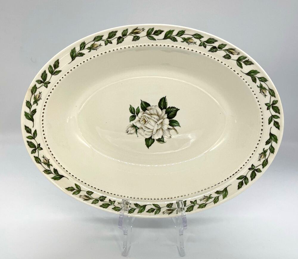 Vintage Superior Hall Quality Cameo Rose Oval Serving Bowl